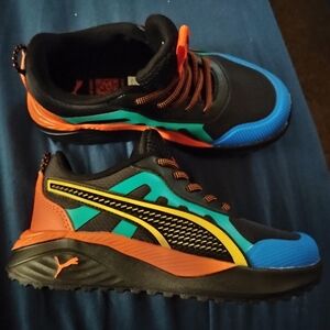 Puma Kids Sneakers - Black, Blue, and Orange Accents